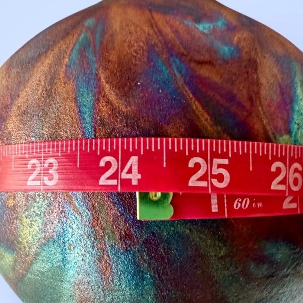 Raku Vase Stunning Iridescent Colors 10-1/2” Tall Artist Signed & Numbered - Picture 9 of 11